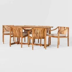 7pc Modern Slatted Wood Outdoor Dining Set - Saracina Home -Garden Furniture Store GUEST 004dfb25 1c23 4390 ab30 32ab6c6abcb4