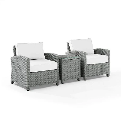 Bradenton 3pc Outdoor Wicker Seating Set With Side Table & 2 Arm Chairs - Crosley 12 Bradenton 3pc Outdoor Wicker Seating Set With Side Table & 2 Arm Chairs - Crosley - Image 12