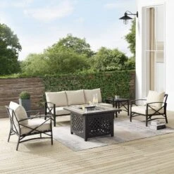 Kaplan 5pc Sofa Set With Fire Table - Oatmeal - Crosley -Garden Furniture Store GUEST 00addd90 86a5 4007 8077 9b81aa68ce5e