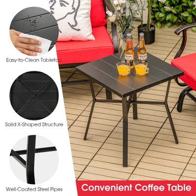 Tangkula 3PCS Outdoor Rocking Chair Set Patio Conversation Bistro Set W/ Red Cushions 6 Tangkula 3PCS Outdoor Rocking Chair Set Patio Conversation Bistro Set W/ Red Cushions - Image 6