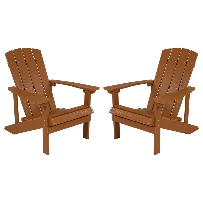 Flash Furniture Set Of 2 Charlestown All-Weather Poly Resin Wood Adirondack Chairs 10 Flash Furniture Set Of 2 Charlestown All-Weather Poly Resin Wood Adirondack Chairs - Image 10