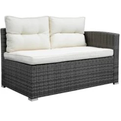 4pc Wicker Patio Set With Large Storage Box & Cushions - Gray/Beige - GODEER -Garden Furniture Store GUEST 02bb81bf 04a8 48da 9ab4 f2549fce268e
