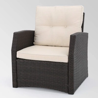 Sanger 5pc Wicker Chat Set - Dark Brown - Christopher Knight Home 2 Sanger 5pc Wicker Chat Set - Dark Brown - Christopher Knight Home - Image 2