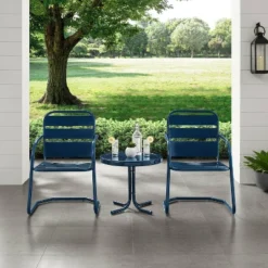 Brighton 3pc Metal Conversation Seating Set - Navy - Crosley -Garden Furniture Store GUEST 0384948f 8ed6 40d7 8873 a85f08afc21b