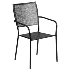 Emma And Oliver Commercial Grade Colorful Metal Patio Arm Chair With Square Back -Garden Furniture Store GUEST 04b494eb f63d 4306 8225 a71fe4d73706