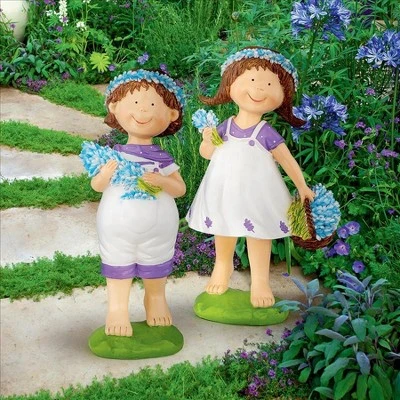 Design Toscano Bluebonnet Twins Springtime Children Garden Statues: Set Of Two 1 Design Toscano Bluebonnet Twins Springtime Children Garden Statues: Set Of Two