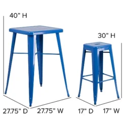 Emma And Oliver Commercial Grade 23.75" Square Metal Indoor-Outdoor Bar Set & 2 Backless Stools -Garden Furniture Store GUEST 05323e47 30ea 42c0 ac4a 312a00ce29d1