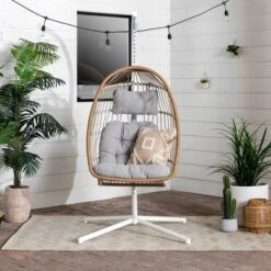 Toluca Hanging Outdoor Boho Egg Chair With Cushion - Saracina Home -Garden Furniture Store GUEST 05e77d11 5bc0 4aed 8be6 80ea07404972