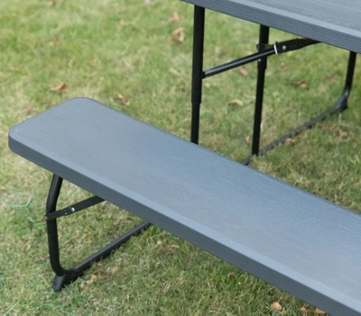 Gardenised Gray Outdoor Foldable Woodgrain Portable Picnic Table Set, 5 Feet Long 9 Gardenised Gray Outdoor Foldable Woodgrain Portable Picnic Table Set, 5 Feet Long - Image 9