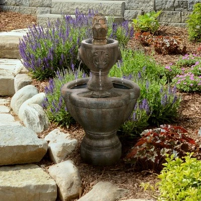 Nature Spring 2-Tier Lion Head Urn-Style Outdoor Polyresin Fountain With Pump 1 Nature Spring 2-Tier Lion Head Urn-Style Outdoor Polyresin Fountain With Pump