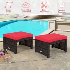 Costway 2PCS Patio Rattan Ottoman Cushioned Seat Foot Rest Furniture TurquoiseRedWhite 17 Costway 2PCS Patio Rattan Ottoman Cushioned Seat Foot Rest Furniture TurquoiseRedWhite -Garden Furniture Store GUEST 072a3749 7876 407c bdb8 4d0af0e0076e