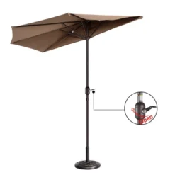 Nature Spring Half-Patio Umbrella – 9', Brown