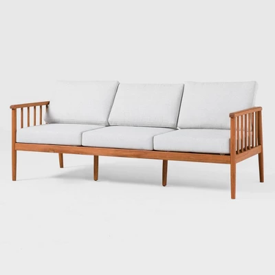 Saracina Home Modern Boho Eucalyptus Outdoor Spindle Sofa With Cushions 3 Saracina Home Modern Boho Eucalyptus Outdoor Spindle Sofa With Cushions - Image 3