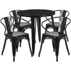 Flash Furniture Commercial Grade 30" Round Metal Indoor-Outdoor Table Set With 4 Arm Chairs -Garden Furniture Store GUEST 07d5211f eb1b 422e 9ade c4b068613bd3