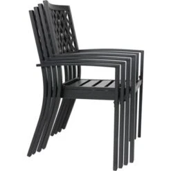 7pc Metal Patio Dining Set With Rectangular Umbrella Table & 6 Stackable Chairs - Captiva Designs -Garden Furniture Store GUEST 07e79fd1 84d8 4f2d 9ebd 3886460834a8