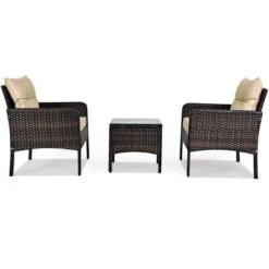 Costway 3PCS Patio Rattan Conversation Set Cushioned Sofa Chair For Garden -Garden Furniture Store GUEST 085e4baa d2ea 408f a758 1e5eb9d819fe