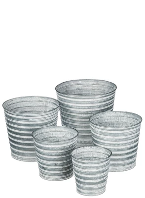 Sullivans Set Of 5 Pail Planter 4"H, 4.5"H, 5.25"H, 6"H & 7"H Gray 4 Sullivans Set Of 5 Pail Planter 4"H, 4.5"H, 5.25"H, 6"H & 7"H Gray - Image 4