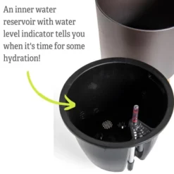 Gardener's Supply Ava Self-Watering Round Planter With Water Level Indicator For Indoor/Outdoor Use | 12.5" Diameter And 10" Planting Depth - Brown - -Garden Furniture Store GUEST 092abbd4 126c 45c7 aa54 9f4c35aba681