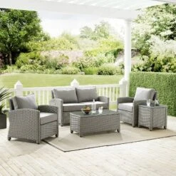 5pc Bradenton Outdoor Steel Conversation Set Gray - Crosley