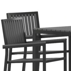 Emma And Oliver 5 Piece Modern Weather And Rust Resistant Black Steel And Polyresin Patio Set With Table And 4 Chairs For Indoor/Outdoor Use -Garden Furniture Store GUEST 0a0820fa 5655 414f 8814 01a3ddea01f3