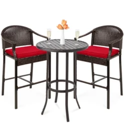 Best Choice Products 3-Piece Outdoor Wicker Bistro Bar Height Set For Patio, Garden W/ Barstools, Steel Frame -Garden Furniture Store GUEST 0b05c66e c75d 419a a7d4 71598b3619a2