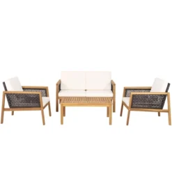 Tangkula 4-Piece Patio Acacia Wood Furniture Set Outdoor PE Rattan Conversation Set With Removable Cushions 15 Tangkula 4-Piece Patio Acacia Wood Furniture Set Outdoor PE Rattan Conversation Set With Removable Cushions -Garden Furniture Store GUEST 0bc16d47 9b64 4acd a029 3268cc9bfacc