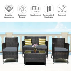 Costway 8PCS Rattan Patio Furniture Set Cushioned Sofa Chair Coffee Table RedBrownTurquoise -Garden Furniture Store GUEST 0c1fd036 55a6 441a bc6b ab941f77df1e