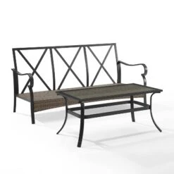 2pc Dahlia Outdoor Steel Conversation Set Taupe/Matte Black - Crosley -Garden Furniture Store GUEST 0c7a89f9 bf10 445c b58c 4ef0e7d44573