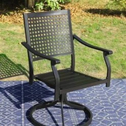 5pc Outdoor Dining Set With Swivel Chairs With Cushions & Round Metal Table With Umbrella Hole - Black - Captiva Designs 15 5pc Outdoor Dining Set With Swivel Chairs With Cushions & Round Metal Table With Umbrella Hole - Black - Captiva Designs -Garden Furniture Store GUEST 0d518c31 4efb 46d1 af69 2700816fbdcd