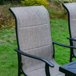 7pc Outdoor Dining Set With With Padded Sling Chairs & Metal Rectangle Table With Umbrella Hole - Captiva Designs -Garden Furniture Store GUEST 0d6e946b a6dc 437e 852e 6720a11625af