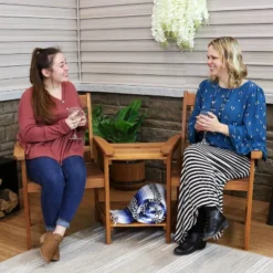 Sunnydaze Decor Sunnydaze Outdoor Meranti Wood With Teak Oil Finish Jack-and-Jill Patio Chairs With Attached Table - Brown -Garden Furniture Store GUEST 0e5176ba b9bd 4a18 8413 dda04f8ab8bf