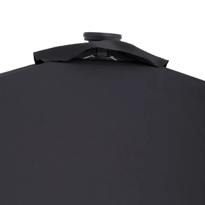 10' X 6.5' Solar LED Patio Umbrella With Tilt And Crank Lift Black - Wellfor 3 10' X 6.5' Solar LED Patio Umbrella With Tilt And Crank Lift Black - Wellfor - Image 3