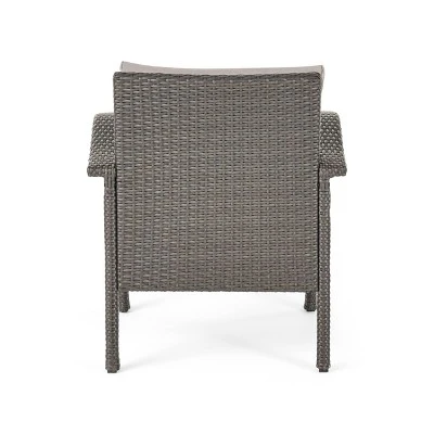 Keana 5pc Faux Rattan Club Chair & Fire Pit Chat Set - Christopher Knight Home 9 Keana 5pc Faux Rattan Club Chair & Fire Pit Chat Set - Christopher Knight Home - Image 9