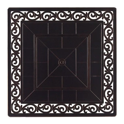 5pc Set With 42" Square Outdoor Aluminum Fire Table & Four Swivel Rocking Chairs & Wind Block - Oakland Living 4 5pc Set With 42" Square Outdoor Aluminum Fire Table & Four Swivel Rocking Chairs & Wind Block - Oakland Living - Image 4