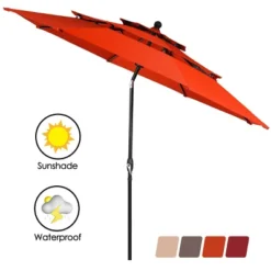 Tangkula Outdoor Auto-tilt Patio Market Umbrella W/ Double Vented -Garden Furniture Store GUEST 0f9546b3 a8b2 49dd 9e77 2233ee090edf