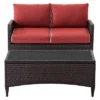 Kiawah 2 Piece Outdoor Wicker Seating Set With Chair & Ottoman - Sangria - Crosley