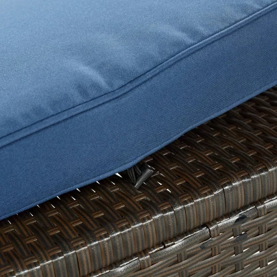 9pc Wicker Patio Sectional Seating Set With Cushions - Brown/Blue - GODEER 9 9pc Wicker Patio Sectional Seating Set With Cushions - Brown/Blue - GODEER - Image 9