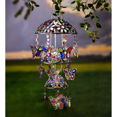 Wind & Weather Three-Tiered Solar Jeweled Lighted Butterfly Mobile 1 Wind & Weather Three-Tiered Solar Jeweled Lighted Butterfly Mobile