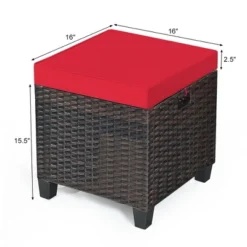 Costway 2PCS Patio Rattan Ottoman Cushioned Seat Foot Rest Coffee Table Red -Garden Furniture Store GUEST 1187a1ec 70dc 4c8b bfa0 23beac231cba