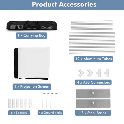 Costway 100'' Projector Screen W/ Stand 16:9 HD 4K Indoor Outdoor Projection Movie Screen 7 Costway 100'' Projector Screen W/ Stand 16:9 HD 4K Indoor Outdoor Projection Movie Screen - Image 7