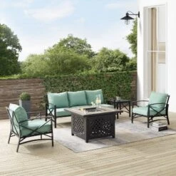 Kaplan 5pc Sofa Set With Fire Table - Mist - Crosley -Garden Furniture Store GUEST 11ab5310 7031 4be3 b997 b100a1a96911