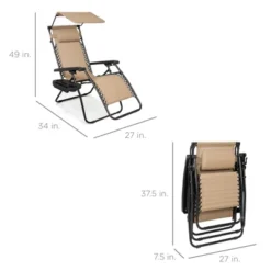 Best Choice Products Folding Zero Gravity Recliner Patio Lounge Chair W/ Canopy Shade, Headrest, Tray -Garden Furniture Store GUEST 1259cfd0 55f5 4f09 a9d2 91386344f750