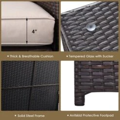 Tangkula 5PCS Outdoor Patio Furniture Set With 50,000 BTU Propane Fire Pit Table Patio Conversation Set W/ Cushions, Storage Box, Coffee Table Beige -Garden Furniture Store GUEST 1264a1a4 fa43 4707 a829 e74012348e90