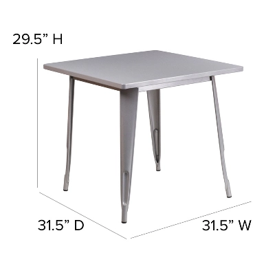 Flash Furniture Commercial Grade 31.5" Square Metal Indoor-Outdoor Table 4 Flash Furniture Commercial Grade 31.5" Square Metal Indoor-Outdoor Table - Image 4