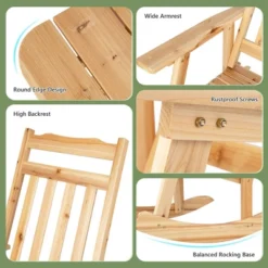 Costway 2PCS Patio Wooden Rocking Chair Bistro Set High Backrest W/Folding Side Table 12 Costway 2PCS Patio Wooden Rocking Chair Bistro Set High Backrest W/Folding Side Table -Garden Furniture Store GUEST 1340a989 a031 4019 87bb 81481e5fd158