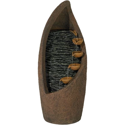 John Timberland Modern Rustic Outdoor Floor Water Fountain With Light LED 34 1/2" High Cascading For Yard Garden Patio Deck 6 John Timberland Modern Rustic Outdoor Floor Water Fountain With Light LED 34 1/2" High Cascading For Yard Garden Patio Deck - Image 6