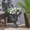 19" Wide Planter Delphine Lightweight Patio Urn Black - Christopher Knight Home