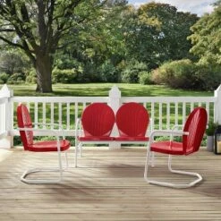 Griffith 3pc Outdoor Seating Set - Bright Red - Crosley -Garden Furniture Store GUEST 1503c43f 5f8b 4edb b7f7 300af6776cd1