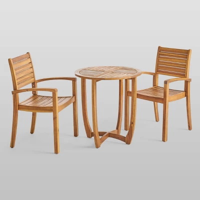 Westbridge 3pc Acacia Wood Bistro Set - Teak - Christopher Knight Home 1 Westbridge 3pc Acacia Wood Bistro Set - Teak - Christopher Knight Home