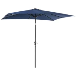 Outsunny 9' X 7' Patio Umbrella Outdoor Table Market Umbrella With Crank, Solar LED Lights, 45° Tilt, Push-Button Operation, For Deck, Backyard, Pool And Lawn -Garden Furniture Store GUEST 1708fd23 3f4c 48ac 807d dd72efc06574